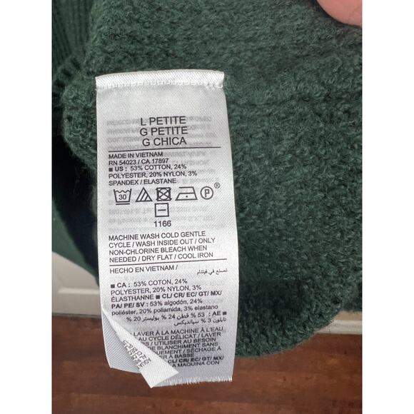 NWT Old Navy Women's Green Textured Sweater Petite Large Waffle Knit So Soft - Picture 3 of 5